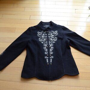 Icelandic Design Kiska Boiled Wool Jacket - Embroidered Women Size XL